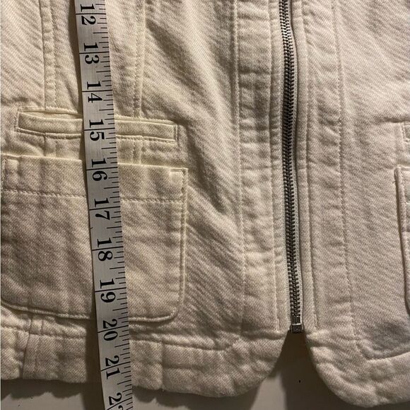 LOFT Cream Cotton Zip Up Blazer Size 8 - Picture 6 of 12